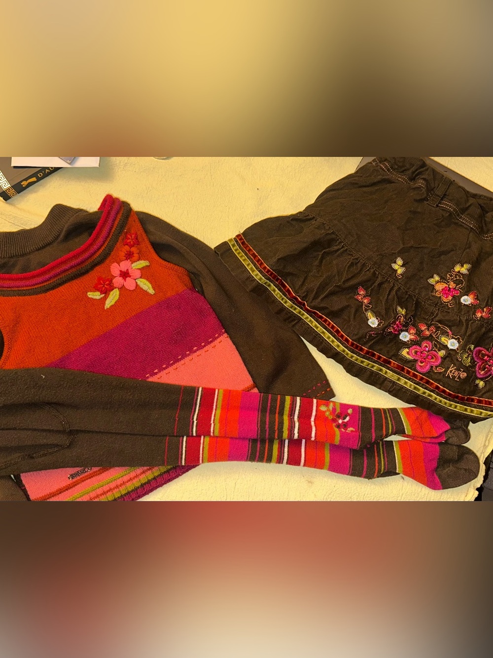 Kenzo Kids 3 piece matching Sweater, skirt and tights size 4A tights 25/26